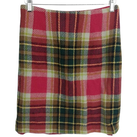 Vintage Chadwicks Plaid Wool Pencil Skirt Red Size 8P Petite Red 90s Preppy Y2K - Picture 1 of 7